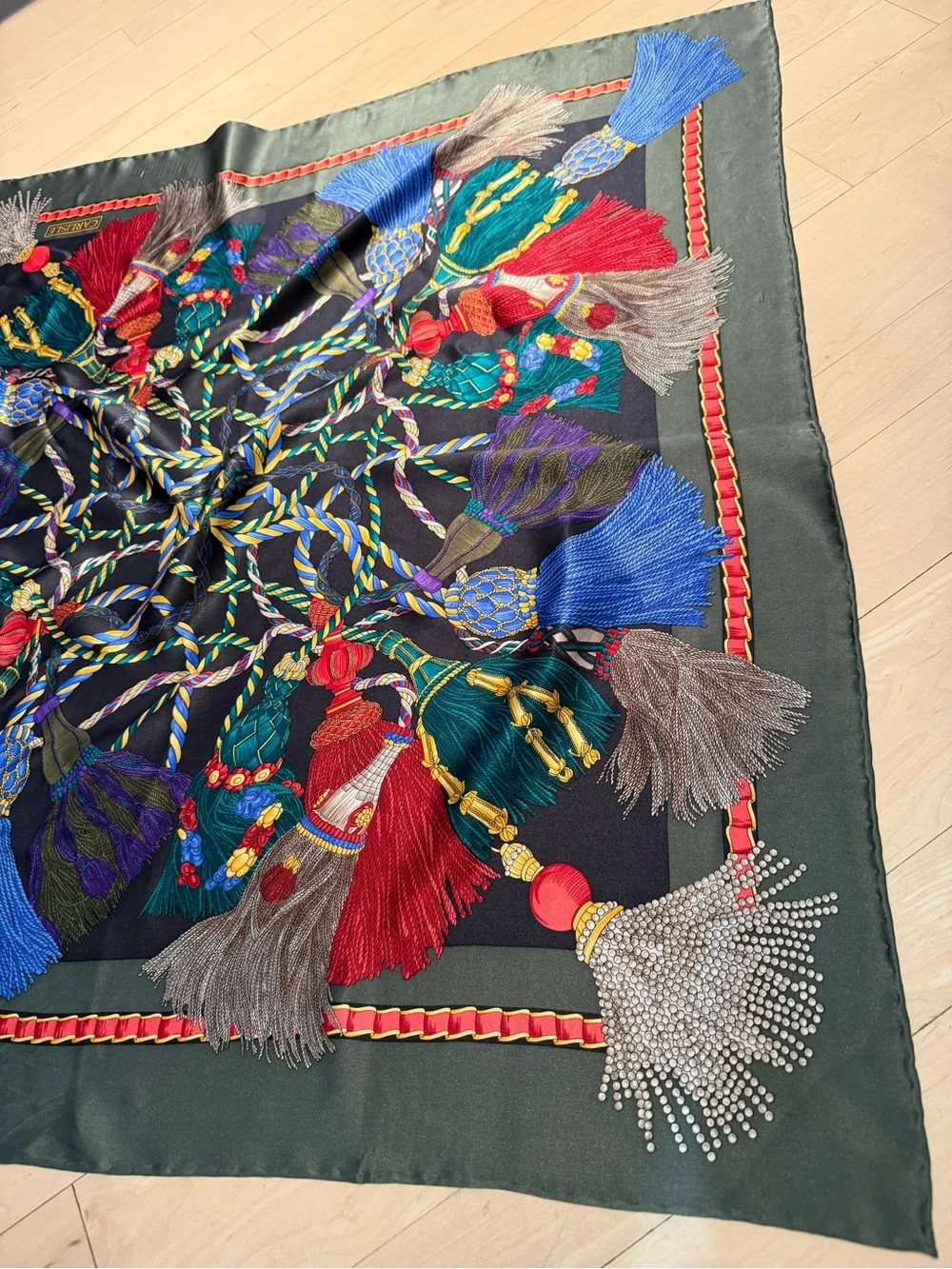 Carlisle Multicolor Tassel Motif Silk Scarf